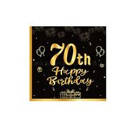 Lot de 20 serviettes à cocktail Cheers to Years - Serviettes de fête d'anniversaire noires et dorées de 17,8 x 17,8 cm pour anniversaire de mariage et célébrations importantes