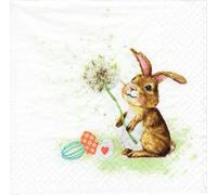 Lot de 20 serviettes avec motif lapin, printemps, Pâques, décoration de table d'été, découpage, technique de serviette, 33 x 33 cm