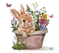 Lot de 20 serviettes de Pâques avec un joli lapin dans un pot de fleurs comme décoration de table. Serviettes en papier avec motif. Idéal aussi pour le découpage et la technique de la serviette, 33 x