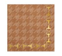 Lot de 20 serviettes de qualité supérieure - Motif cheval et équitation - Motif étriers dorés sur motif pied-de-poule - Décoration de table élégante pour cour équestre et anniversaire - 33 x 33 cm