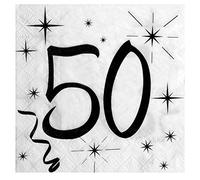Lot de 20 Serviettes de Table 50 Noir/Blanc