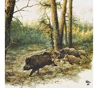 Lot de 20 serviettes de table en forme de sanglier dans la forêt pour l'automne avec motif animal 33 x 33 cm