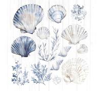 Lot de 20 serviettes de table en papier avec motif coquillages maritimes et corail bleu 33 x 33 cm