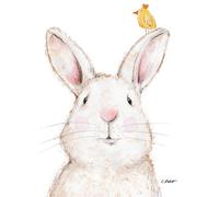 Lot de 20 serviettes de table en papier avec motif lapin de Pâques avec petit oiseau Convient également pour le découpage et la technique des serviettes 33 x 33 cm