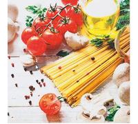 Lot de 20 serviettes de table en papier de pâtes fraîchement préparées, spaghetti, pour manger, italien, décoration de table 33 x 33 cm