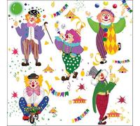 Lot de 20 serviettes de table Motif clowns dansants - Carnaval - Décoration de table - Découpage - Technique de serviette - 33 x 33 cm