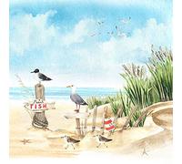 Lot de 20 serviettes de table mouettes pour la plage - Mer | Lac | Animaux | Vacances | Été | Décoration de table | Decoupage | Technique de serviettes 33 x 33 cm