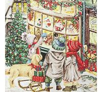 Lot de 20 serviettes de table pour enfant avant Noël - Enfant - Garçon - Fille - Chien - Hiver - Noël - Décoration de table - Decoupage - Technique de serviettes 33 x 33 cm