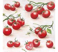 Lot de 20 serviettes de table Tomates rouges | légumes | jardin | nourriture | cuisine | santé | décoration de table | fête | bricolage | découpage | technique de pliage 33 x 33 cm