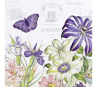 Lot de 20 serviettes de table vintage avec fleurs | Papillon | Printemps | Été | Bricolage | Neutre | Intemporel | Décoration de table | Decoupage | Technique de serviette 33 x 33 cm