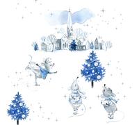 Lot de 20 serviettes en papier, 33 x 33 cm, 3 couches, de qualité supérieure et durables, jetables, motif : souris dans un village d'hiver, décoration de table