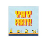 Lot de 20 serviettes en papier 33 x 33 cm - Avec inscription Yay Party - Serviettes en papier 2 couches - Décoration de table pour anniversaire d'enfant - Bleu, jaune, rouge