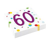 amscan Lot de 20 Serviettes en Papier à confettis pour 60e Anniversaire 33 cm