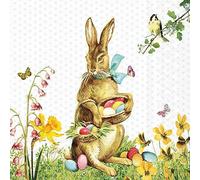 Lot de 20 serviettes en papier Ambiente - Lapin de Pâques vintage - Décoration de table avec motif également pour fête ou découpage - 33 x 33 cm