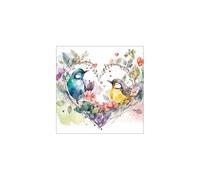 Lot de 20 serviettes en papier Ambiente « Loving Birds » - Décoration de table vintage avec motif - Pour fête ou découpage - 33 x 33 cm