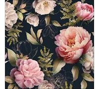 Lot de 20 serviettes en papier Ambiente « Pivoines Composition Noir » Décoration de table vintage avec motif également pour fête ou découpage 33 x 33 cm