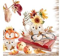 Lot de 20 serviettes en papier avec motif d'automne - Motif animaux - Idéales pour le découpage et la technique des serviettes - 33 x 33 cm