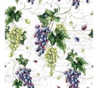 Lot de 20 serviettes en papier avec motif de raisin juteux sur feuilles - Idéales pour le découpage et la technique des serviettes - 33 x 33 cm