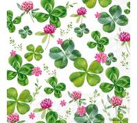 Lot de 20 serviettes en papier avec motif de trèfle à quatre feuilles pour décoration de table Idéal également pour découpage et découpage 33 x 33 cm