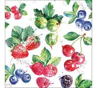 Lot de 20 serviettes en papier avec motif « Essen » et fruits sucrés - Convient également pour le découpage et la technique des serviettes - 33 x 33 cm