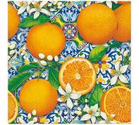 Lot de 20 serviettes en papier avec motif « Essen Oranges » sur carrelage Pour décoration de table Convient également pour le découpage et la technique des serviettes 33 x 33 cm