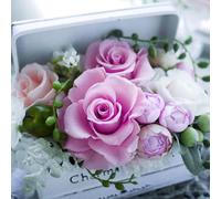 Lot de 20 serviettes en papier avec motif fleurs, jardin et nature, roses dans un petit coffre comme décoration de table Convient également pour le découpage et la technique des serviettes 33 x 33 cm