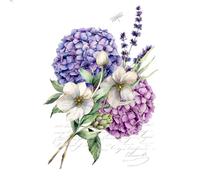 Lot de 20 serviettes en papier avec motif hortensias et lavande pour décoration de table 33 x 33 cm
