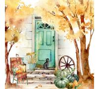Lot de 20 serviettes en papier avec motif maison d'automne pour décoration de table 33 x 33 cm