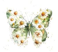 Lot de 20 serviettes en papier avec motif Papillon naturel avec marguerites Pour décoration de table Convient également pour le découpage et la technique des serviettes 33 x 33 cm
