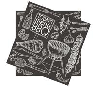 Lot de 20 serviettes en papier avec motif « Préparation au barbecue » 33 x 33 cm