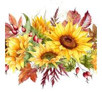 Lot de 20 serviettes en papier avec motif tournesols sur feuilles d'automne pour décoration de table Convient également pour le découpage et la technique des serviettes 33 x 33 cm
