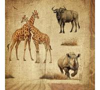 Lot de 20 serviettes en papier avec motifs animaux de la savane - Idéales également pour le découpage et la technique des serviettes - 33 x 33 cm