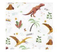 Lot de 20 Serviettes en Papier Dinosaure 33x33cm Blanc