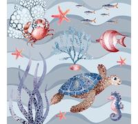 Lot de 20 serviettes en papier motif animaux maritimes dans la mer profonde décoration de table Convient également pour le découpage et la technique des