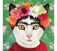 Lot de 20 serviettes en papier motif chat avec chaîne de fleurs | abstrait | animaux | décoration de table 33 x 33 cm