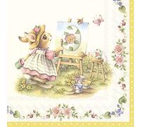 Lot de 20 serviettes en papier - Motif : lapin - Décoration de table - 33 x 33 cm