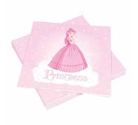Lot de 20 Serviettes en Papier Princesse 33x33cm Rose