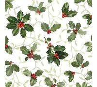 Lot de 20 serviettes motif Ilex et branches de gui | Hiver | Noël | Décoration de table | Decoupage | Technique de serviette 33 x 33 cm