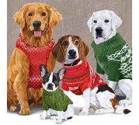 Lot de 20 serviettes pour chien dans un pull | Animaux | Drôle | Noël | Hiver | Décoration de table | Decoupage | Technique de serviette 33 x 33 cm