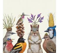 Lot de 20 serviettes Treffpunkt der Tiere avec coiffe | Drôle | Oiseaux | Motif animal | Décoration de table 33 x 33 cm
