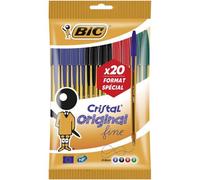 Lot De 20 Stylos Bille Cristal Original Assortis - Pointe Fine