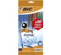 Lot de 20 stylos bille Cristal Soft - 4 couleurs - BIC