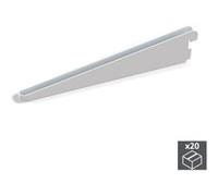 Emuca 7908512 Équerres d'étagère pour rail double perforation pas 32mm, blanc, 170mm, Set de 20 pièces