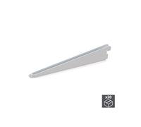 Emuca 7908512 Équerres d'étagère pour rail double perforation pas 32mm, blanc, 170mm, Set de 20 pièces