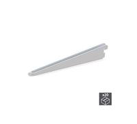 Emuca 7908612 Équerres d'étagère pour rail double perforation pas 32mm, blanc, 220mm, Set de 20 pièces