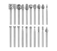 Lot de 20 tiges de fraisage en métal dur - Double coupe - Avec tige de 3 mm - Compatible avec Dremel - Accessoires pour meulage, sculpture, polissage du métal, gravure, perçage