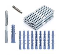 Lot de 20 vis à double filetage M6 x 80 mm avec chevilles | Zingué avec Torx TX15, vis double face pour colliers de serrage, raccords en bois, béton, montage de meubles