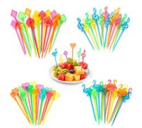 Lot de 200 brochettes multicolores pour collations, fingerfood | Brochettes à cocktail, pour bar, fête, barbecue, réunion de famille - Réutilisables