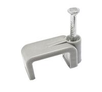 Lot de 200 clips pour câble de terre et clous de fixation en plastique plat Gris 1-1,5 mm (5 x 8 mm)