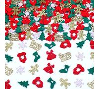 Lot de 200 confettis de Noël en feutre à paillettes - Sapin de Noël, bonhomme en pain d'épices, flocon de neige, décorations de table pour fête prénatale pour fille et garçon
